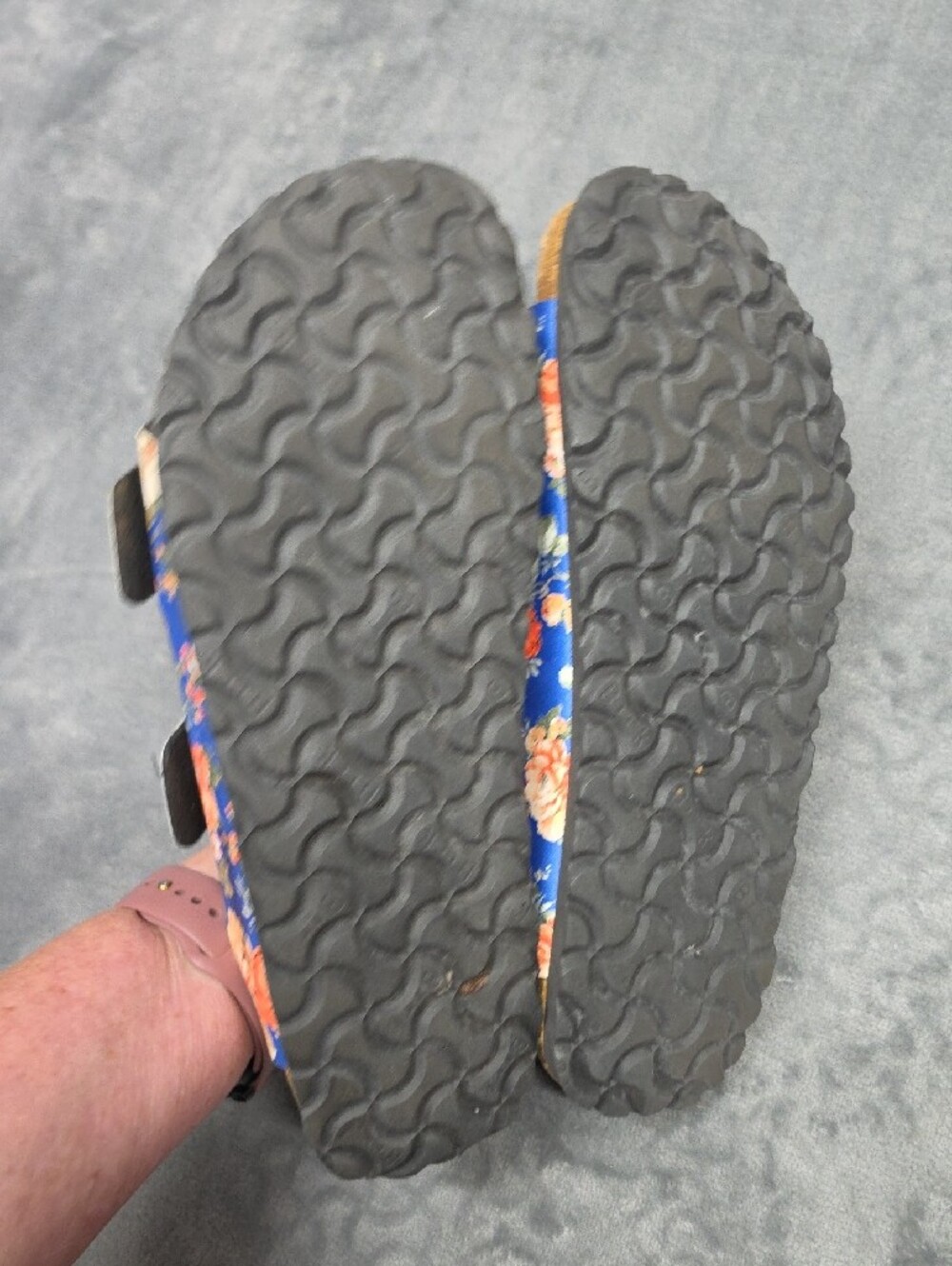 Papillio By Birkenstock Floral Double-Buckle Blue Slide Sandals Sz 39 (8) - Picture 4 of 9
